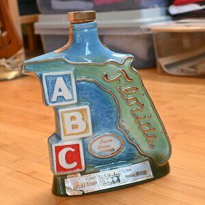 1973 Jim Beam Whiskey ABC Liquor Store Florida Decanter Bottle Palm Tree Beach